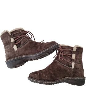 Ugg Cove 5178 Winter Ankle Brown Boots Leather Sheepskin Suede Tassle Women Sz 7